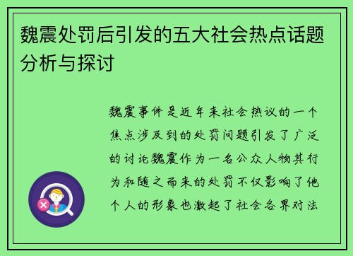 魏震处罚后引发的五大社会热点话题分析与探讨 魏震处罚后引发的五大社会热点话题分析与探讨